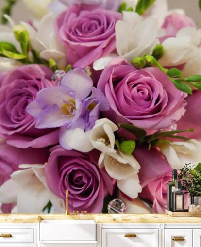 Décoration murale Bouquet de roses violettes