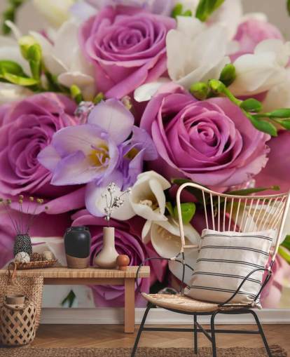 Purple Rose Bouquet Wall Mural