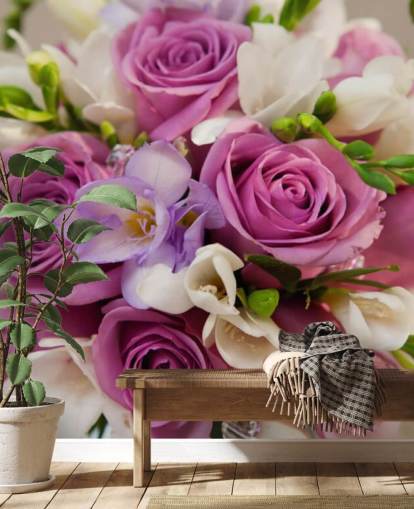 Purple Rose Bouquet Wall Mural Purple Rose Bouquet Wall Mural