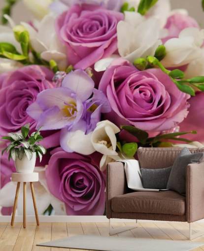 Purple Rose Bouquet Wall Mural Purple Rose Bouquet Wall Mural