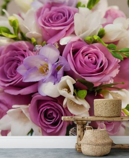 Purple Rose Bouquet Wall Mural