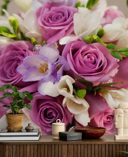 Décoration murale Bouquet de roses violettes