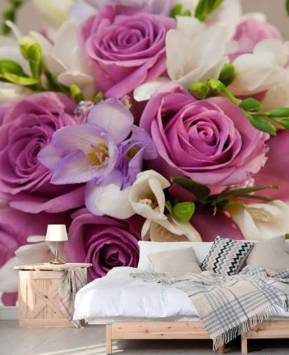 Purple Rose Bouquet Wall Mural