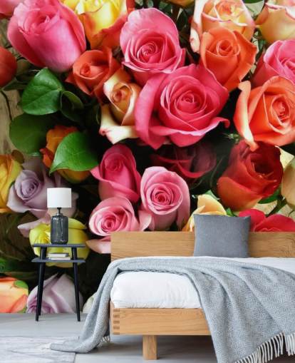 Coloured Roses Wall Mural