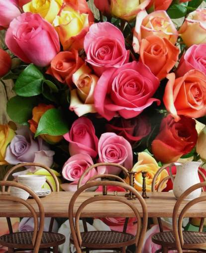 Coloured Roses Wall Mural