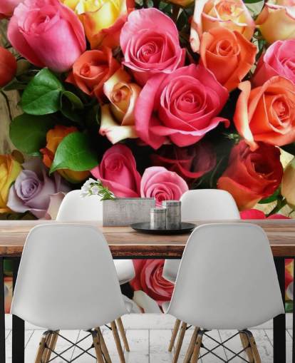 Coloured Roses Wall Mural