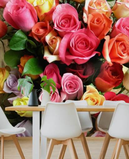 Coloured Roses Wall Mural