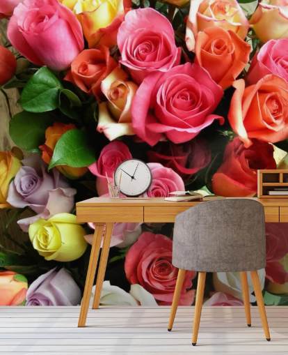 Coloured Roses Wall Mural