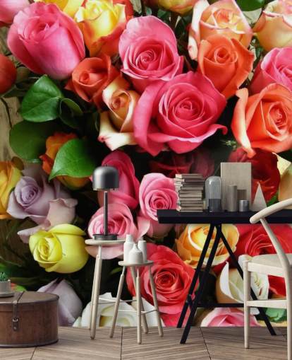 Coloured Roses Wall Mural