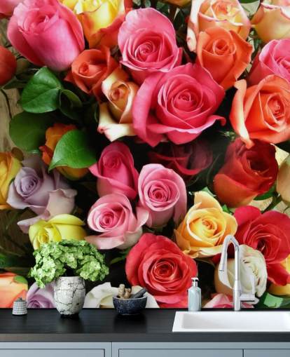 Coloured Roses Wall Mural