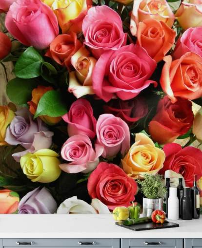 Färgade rosor väggmålning Färgade rosor väggmålning