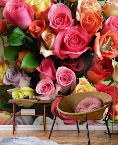 Coloured Roses Wall Mural