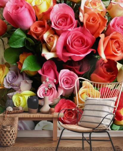 Coloured Roses Wall Mural