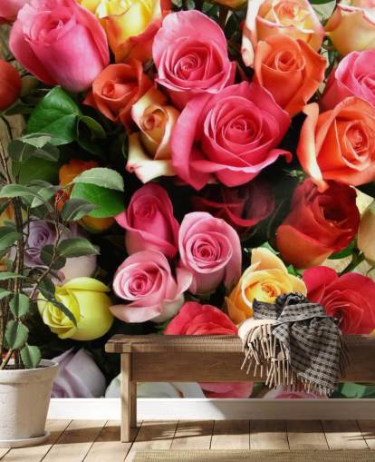Coloured Roses Wall Mural