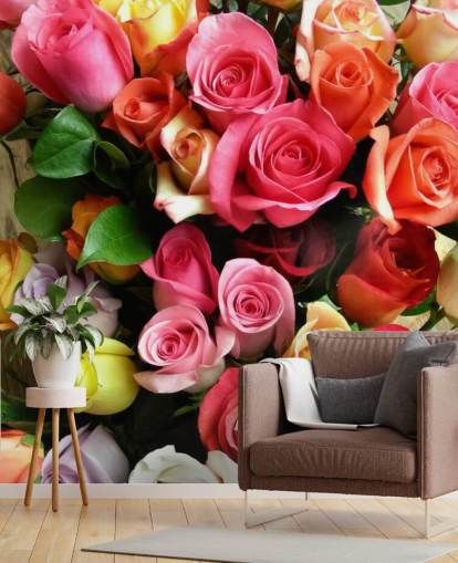 Coloured Roses Wall Mural