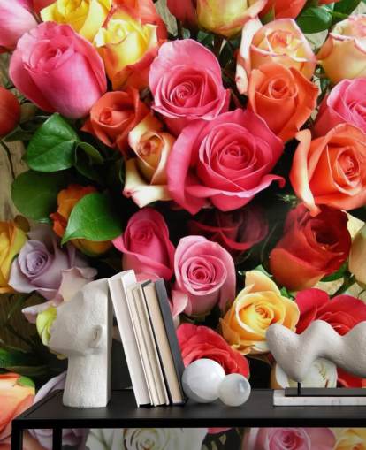 Coloured Roses Wall Mural