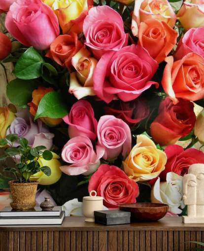 Coloured Roses Wall Mural