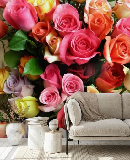 Decorazione murale con rose colorate Decorazione murale con rose colorate