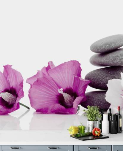 Purple Flowers and Pebble Wallpaper