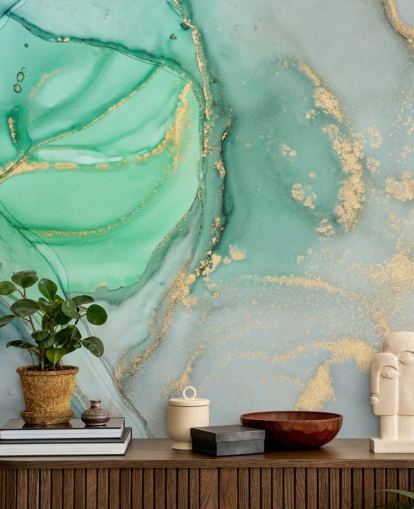 carta da parati in marmo personalizzabile blu e verde chiamata Clear Ocean Watercolour per bagni, cucine e salotti carta da parati in marmo personalizzabile blu e verde chiamata Clear Ocean Watercolour per bagni, cucine e salotti