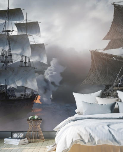 navi pirata combattendo in carta da parati mare