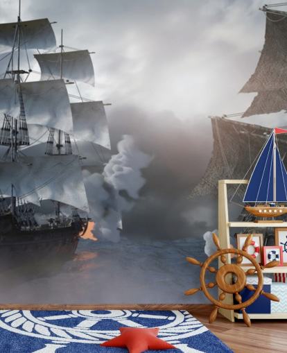 piratenschepen die vechten in zeebehang