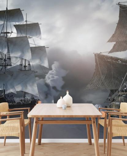 Piratenschiffe kämpfen im Meer Tapete