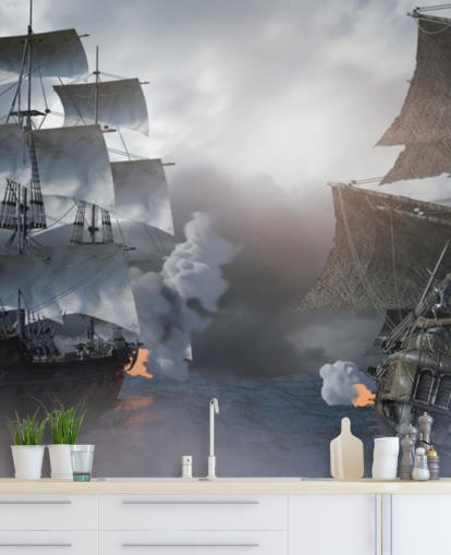 pirate ships battling in sea wallpaper pirate ships battling in sea wallpaper