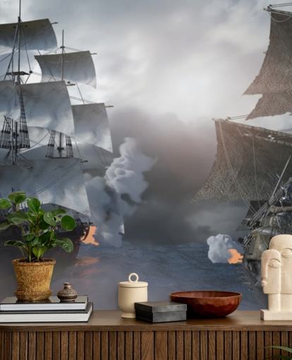 navi pirata combattendo in carta da parati mare