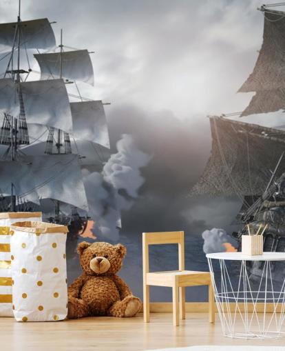 piratenschepen die vechten in zeebehang