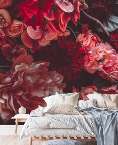 papel pintado floral oscuro con tonos rosados papel pintado floral oscuro con tonos rosados