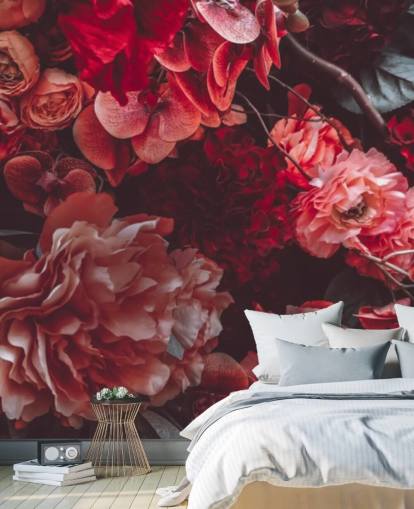 dark floral wallpaper with pink hues