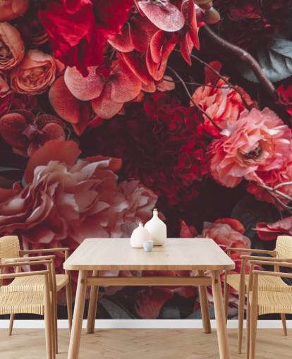 dark floral wallpaper with pink hues