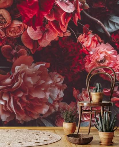 donker bloemenbehang met roze tinten donker bloemenbehang met roze tinten