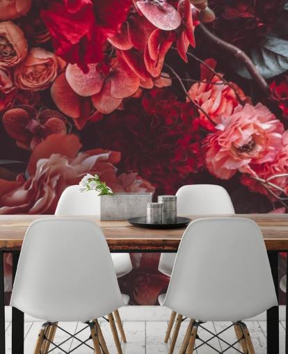 dark floral wallpaper with pink hues