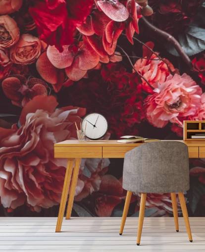 dark floral wallpaper with pink hues
