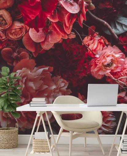 dark floral wallpaper with pink hues