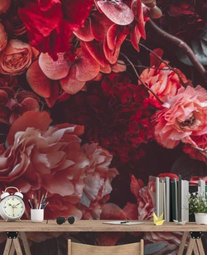 dark floral wallpaper with pink hues