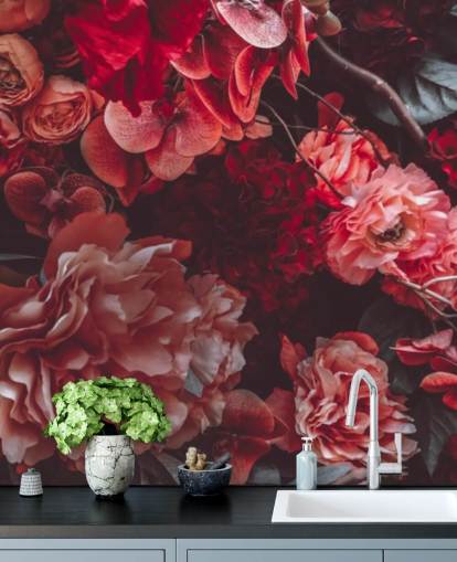 dark floral wallpaper with pink hues