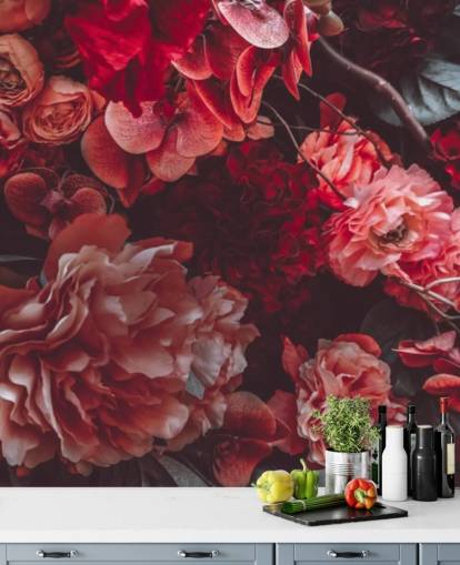 dark floral wallpaper with pink hues