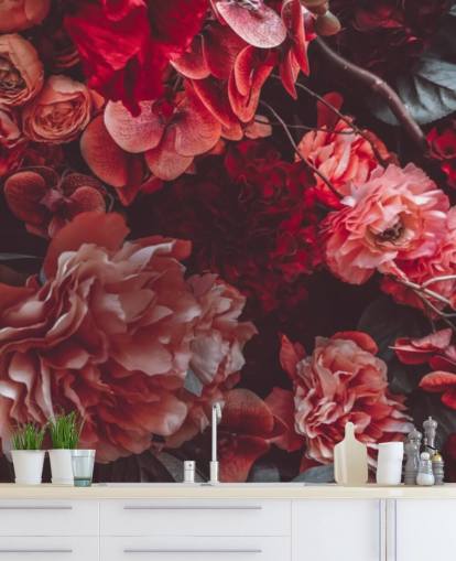 dark floral wallpaper with pink hues