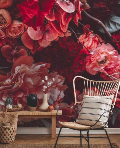 dark floral wallpaper with pink hues