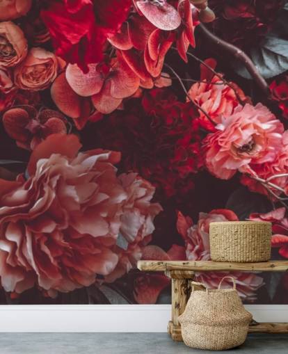 dark floral wallpaper with pink hues
