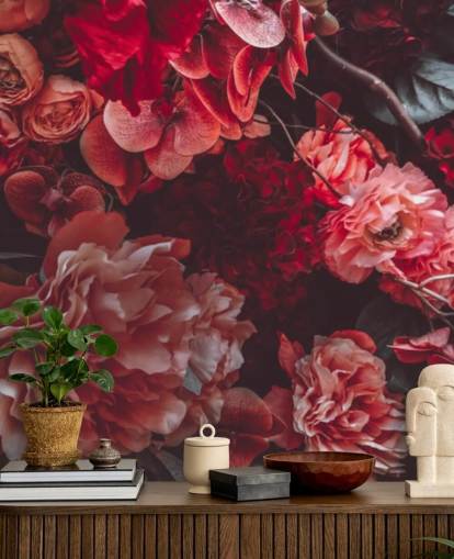 dark floral wallpaper with pink hues
