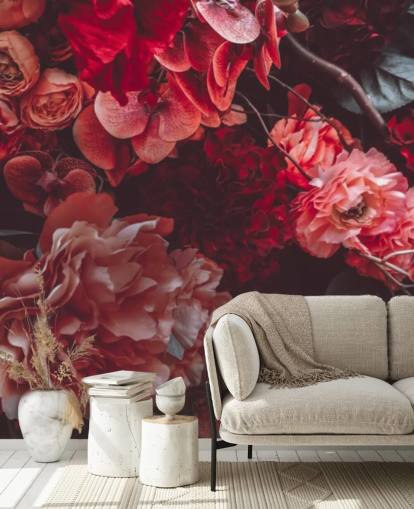 dark floral wallpaper with pink hues