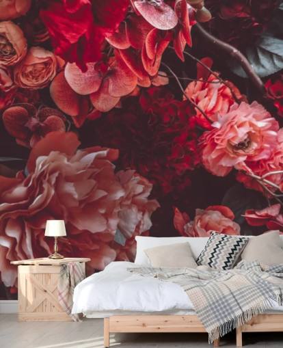papel de parede floral escuro com tons rosa papel de parede floral escuro com tons rosa