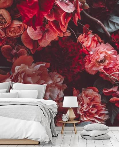 mørk floral tapet med rosa fargetoner mørk floral tapet med rosa fargetoner