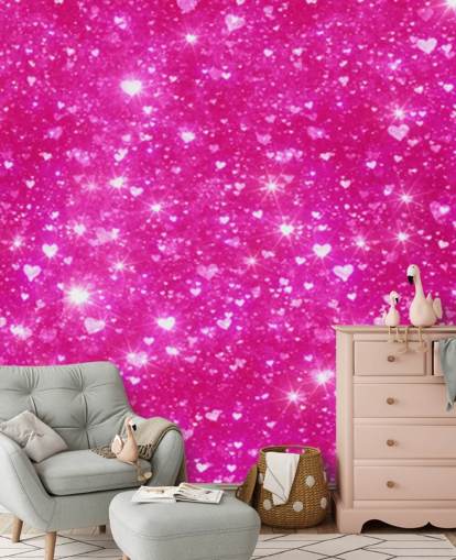 Hjerte Glitter Veggmaleri