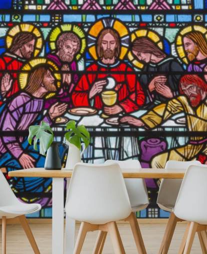Jesus og disciplene ved den sidste nadver Glass Window Tapet