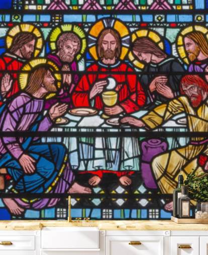 Jesus og disciplene ved den sidste nadver Glass Window Tapet